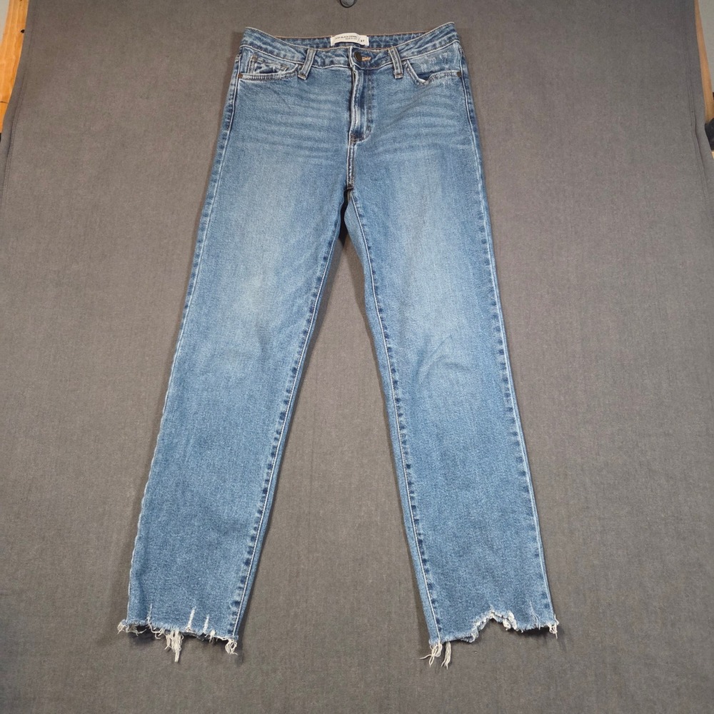 Just Black Denim Straight Leg Jeans Womens 27 Blue Distressed Hem BP304J